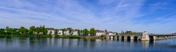View on the city of Maastricht with the St. Servatius Bridge (or the Sint Servaasbrug) over the river Meuse. Maastricht is the capitol of the Limburg Province in the South of The Netherlands.
