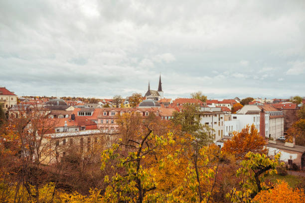 panoramic view over  historic cityscape of weimar in autumn