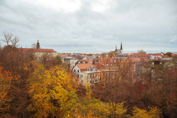 panoramic view over  historic cityscape of weimar in autumn