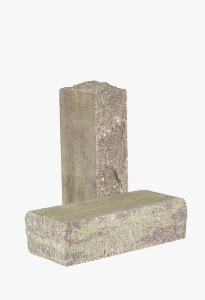 istock Construction Ideas. Pair of Artificially Aged Light Green Bricks for Building Construction Works Isolated 2155131359