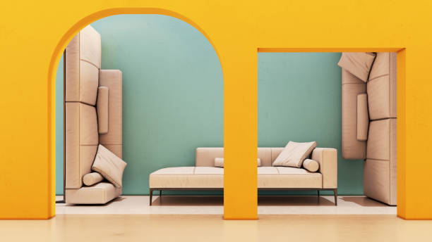 istock Large luxury modern bright interiors Living room mockup illustration 3D rendering image 2155131534