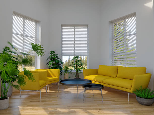 istock Large luxury modern bright interiors Living room mockup illustration 3D rendering image 2155132779