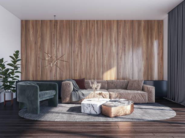 istock Large luxury modern bright interiors Living room mockup illustration 3D rendering image 2155132885