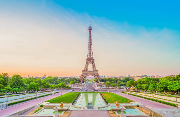 istock eiffel tour and from Trocadero, Paris 2155133195