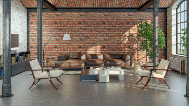 istock Large luxury modern bright interiors Living room mockup illustration 3D rendering image 2155133638