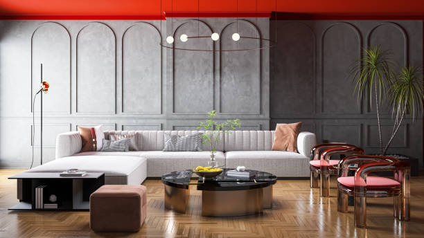 istock Large luxury modern bright interiors Living room mockup illustration 3D rendering image 2155135190