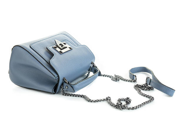 Blue fashion purse handbag on white background isolated