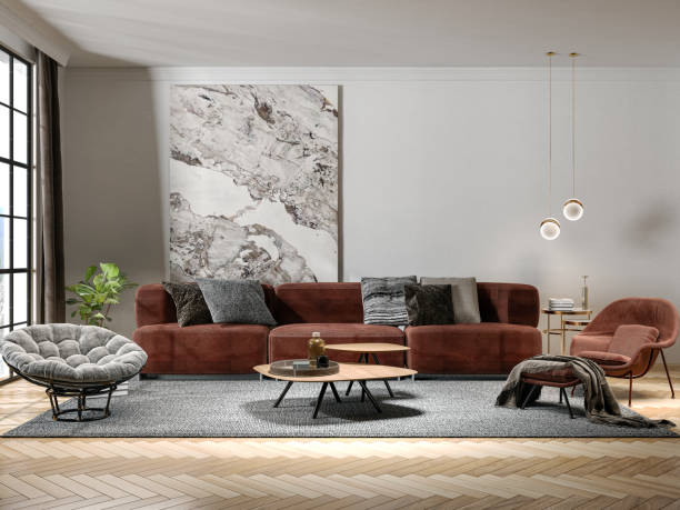 istock Large luxury modern bright interiors Living room mockup illustration 3D rendering image 2155136284