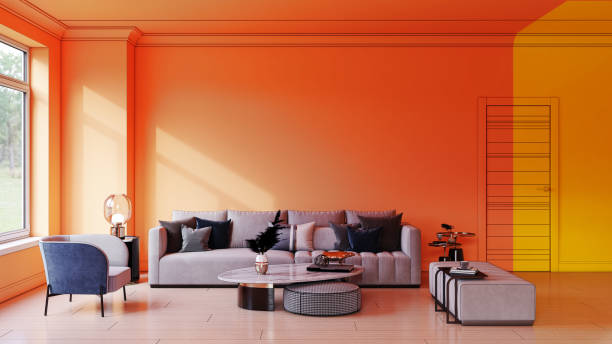 istock Large luxury modern bright interiors Living room mockup illustration 3D rendering image 2155138107