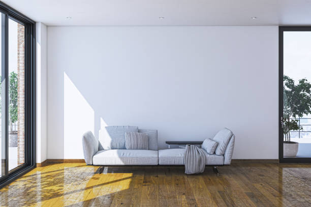 istock Large luxury modern bright interiors Living room mockup illustration 3D rendering image 2155138206