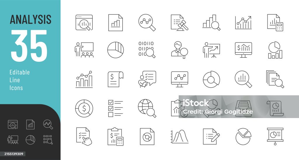 Set pictograme editabile linie analiză. - vector de stoc Pictogramă fără redevențe Set pictograme editabile linie analiză. - vector de stoc Pictogramă fără redevențe