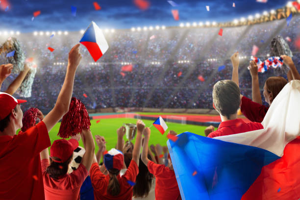 istock Czechia football team supporter on stadium. 2155139656