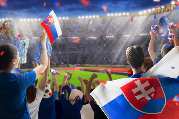 istock Slovakia football team supporter on stadium. 2155140244