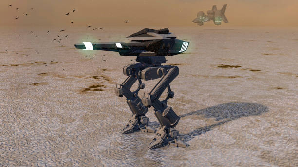 istock Futuristic Military Vehicles in the Apocalypse Desert 2155141989