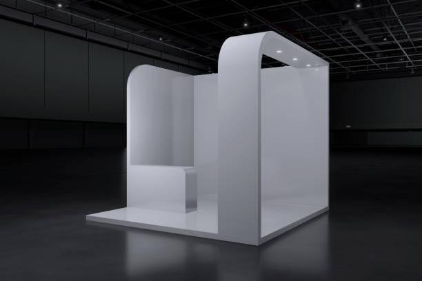 istock Exhibition stand for mockup and Corporate identity,Display design.Empty booth Design.Retail booth elements in Exhibition hall.booth Design trade show.Blank Booth system of Graphic Resources.3d Background for online Event,conference,live.3d render. 2155144070