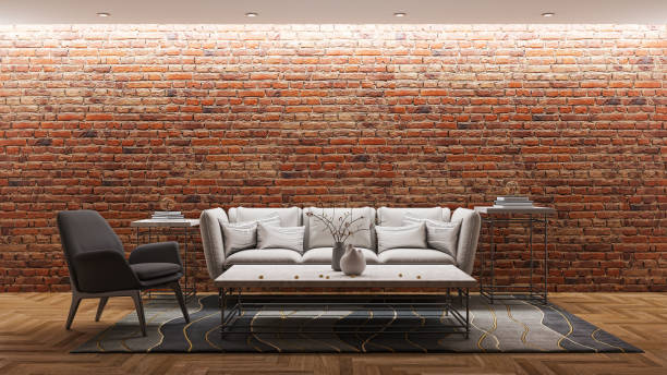 istock Large luxury modern bright interiors Living room mockup illustration 3D rendering image 2155146803