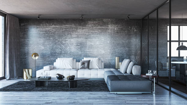 istock Large luxury modern bright interiors Living room mockup illustration 3D rendering image 2155147554