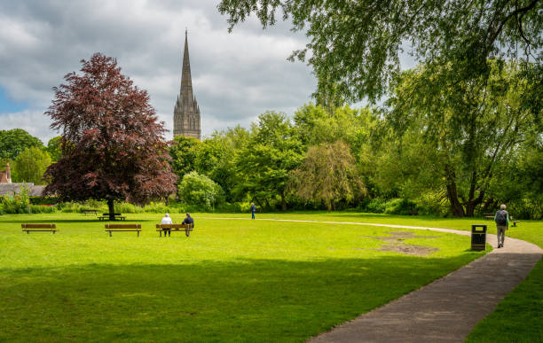 Salisbury Cathedral seen from the Elizabeth Gardens park
