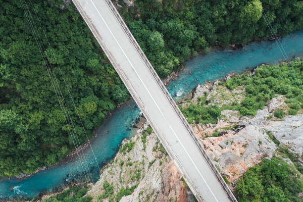 istock Drone point of view of bridge over Tara river canyon 2155148628