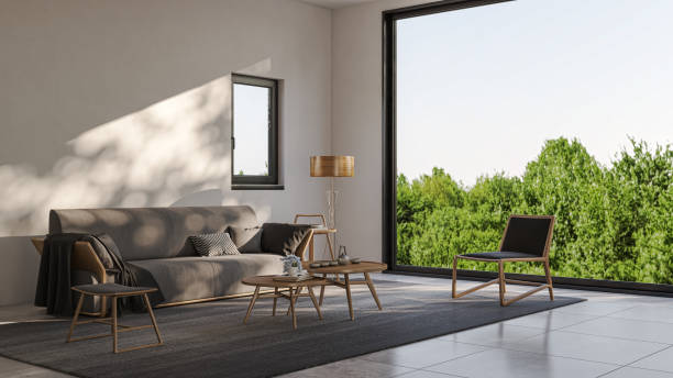 istock Large luxury modern bright interiors Living room mockup illustration 3D rendering image 2155149135