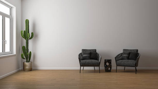istock Large luxury modern bright interiors Living room mockup illustration 3D rendering image 2155149331