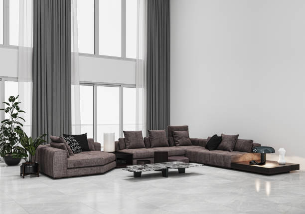 istock Large luxury modern bright interiors Living room mockup illustration 3D rendering image 2155149603