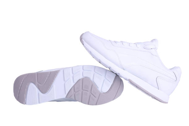 istock Pair of white leather sneakers 2155151446