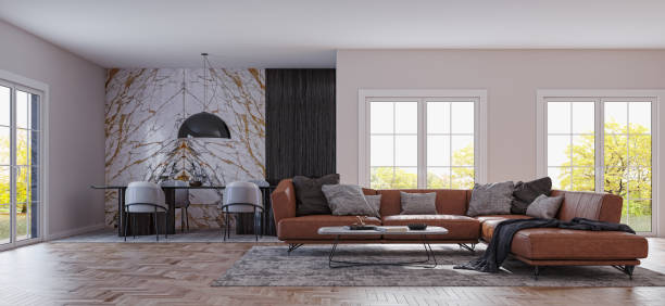 istock Large luxury modern bright interiors Living room mockup illustration 3D rendering image 2155151732