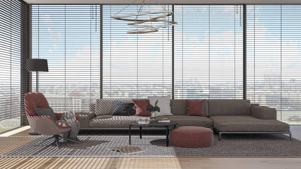 istock Large luxury modern bright interiors Living room mockup illustration 3D rendering image 2155151816