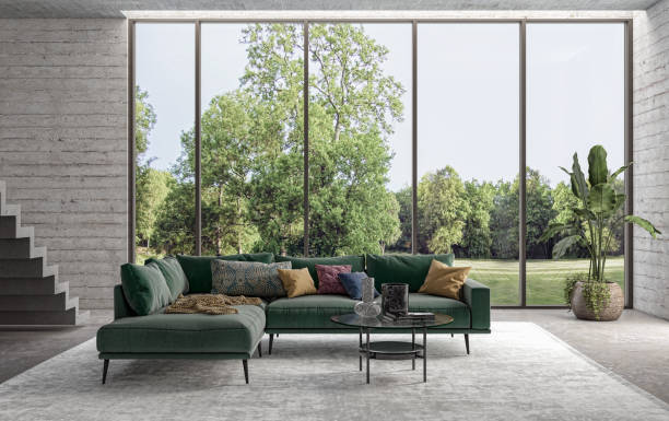 istock Large luxury modern bright interiors Living room mockup illustration 3D rendering image 2155152022