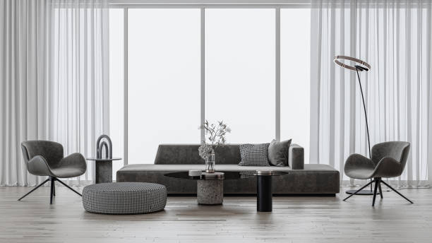 istock Large luxury modern bright interiors Living room mockup illustration 3D rendering image 2155152254