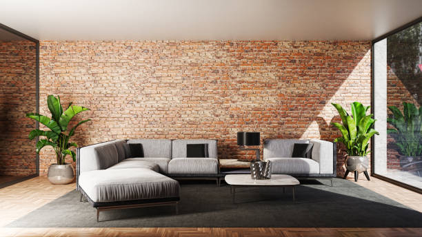 istock Large luxury modern bright interiors Living room mockup illustration 3D rendering image 2155152306