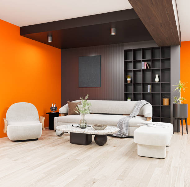istock Large luxury modern bright interiors Living room mockup illustration 3D rendering image 2155153798