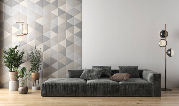istock Large luxury modern bright interiors Living room mockup illustration 3D rendering image 2155154463