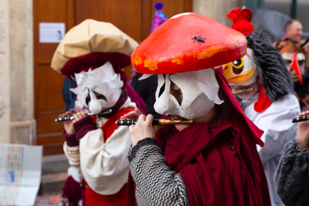 Basel, Switzerland - February 20st 24. Carnival piccolo players