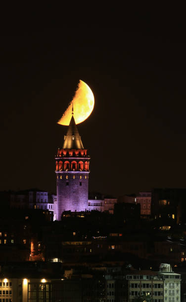istock Istanbul taksim historical galata tower half moon crescent 2155157543