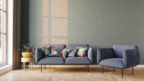 istock Large luxury modern bright interiors Living room mockup illustration 3D rendering image 2155157752