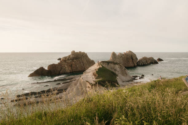 Arnia beach in Cantabria, Spain, at sunset
