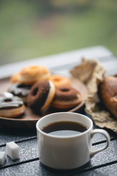 Coffee and bread for breakfast camping