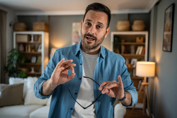istock A young man vlogger is recording his video 2155162548