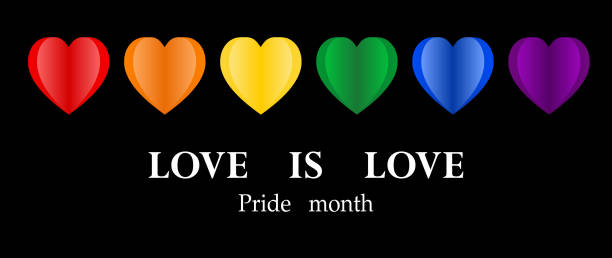 istock Rainbow paper heart on black background, Let's Celebrate PRIDE month with colorful rainbow pride  background for festival parades, parties, and social events, banner, greeting card, poster, web banner, template, social media. 2155163311
