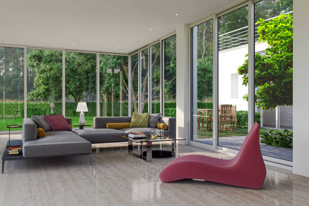 istock Large luxury modern bright interiors Living room mockup illustration 3D rendering image 2155163607