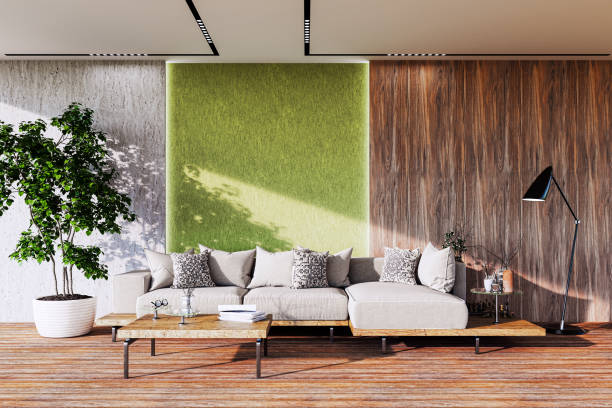 istock Large luxury modern bright interiors Living room mockup illustration 3D rendering image 2155163979