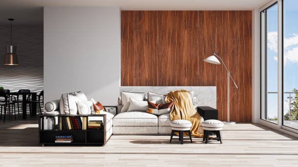 istock Large luxury modern bright interiors Living room mockup illustration 3D rendering image 2155164108