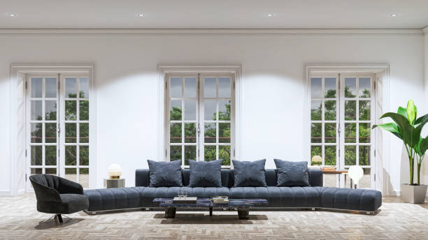 istock Large luxury modern bright interiors Living room mockup illustration 3D rendering image 2155164143