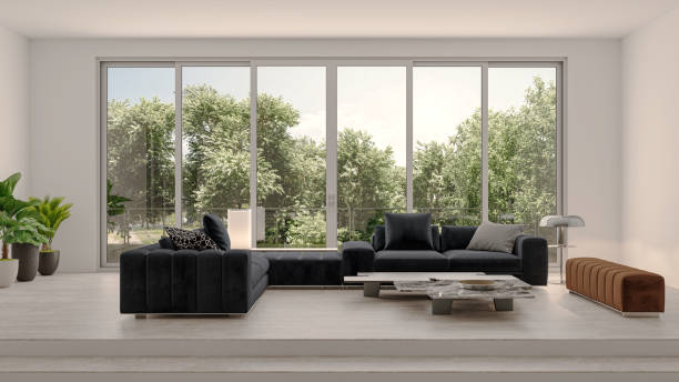 istock Large luxury modern bright interiors Living room mockup illustration 3D rendering image 2155164194