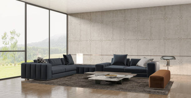 istock Large luxury modern bright interiors Living room mockup illustration 3D rendering image 2155164220
