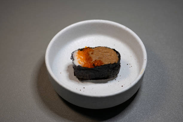 A close-up of sushi
