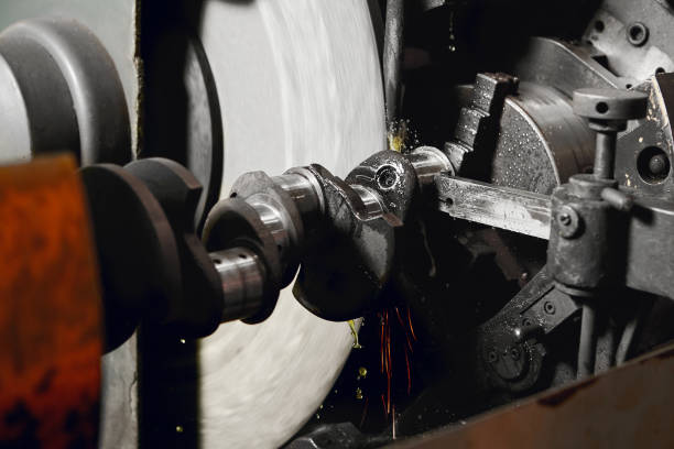istock Grinding of the crankshaft on a grinding machine. Car tuning, engine power amplification. 2155165964