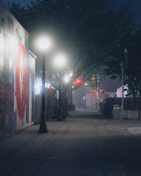 istock Hamilton, Ontario - Foggy Night in Downtown Hamilton 2155173904